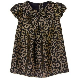 NWT Toddler Metallic Gold and Black Leopard Print Dress